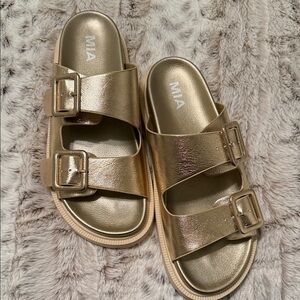 MIA Kids Metallic Gold Buckle Sandals